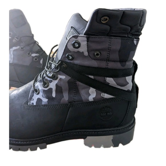 Timberland Earthkeepers Camo Roll Top Boots Black Gray Mens Size 10W A29P7 - Picture 1 of 16